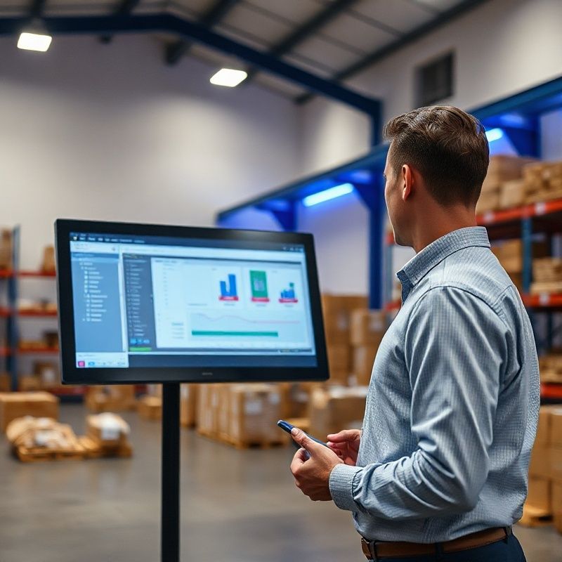 Operativni menadžer pregledava logistički tijek u urednom skladištu